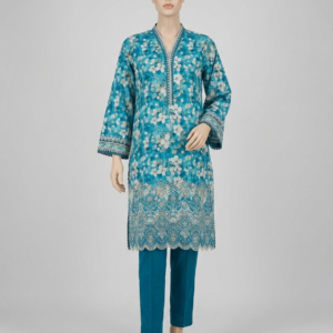 3 Piece Light Blue Color Embroidered Lawn Shirt with Trouser & Dupatta