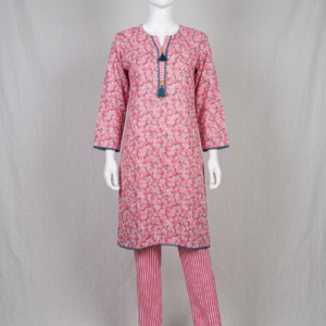 3 Piece Printed Stitched Cotton Shirt with Trouser & Dupatta